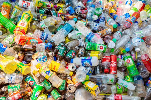 istock Bangkok, Thailand - February 23, 2020 : Plastic rubbish bottles pollution. Illegal waste disposal. 1208305491