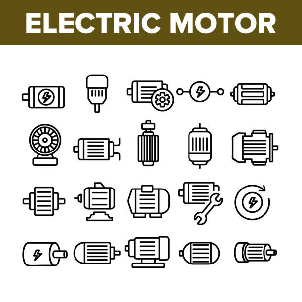 sada ikon kolekce elektronických motorických nástrojů vector - motor stock ilustrace