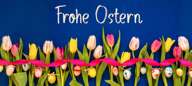 istock Banner With Colorful Tulip, Frohe Ostern Means Happy Easter, Easter Egg 1208308321