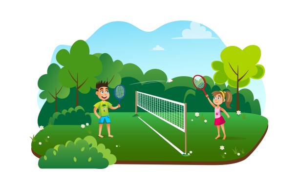 Teens Children Playing Badminton At Summer Camp Stock Illustration -  Download Image Now - Badminton - Sport, Child, People - iStock