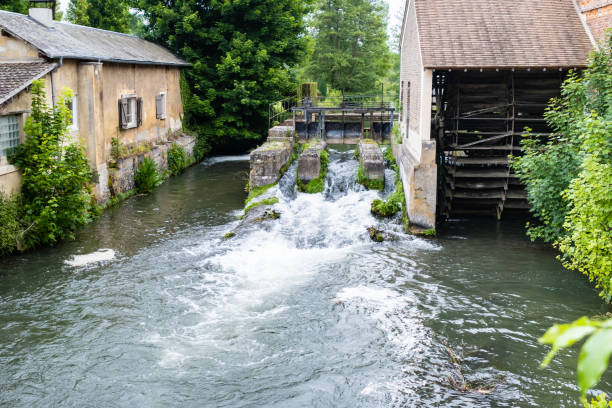 Lock and water wheel of an old mill.