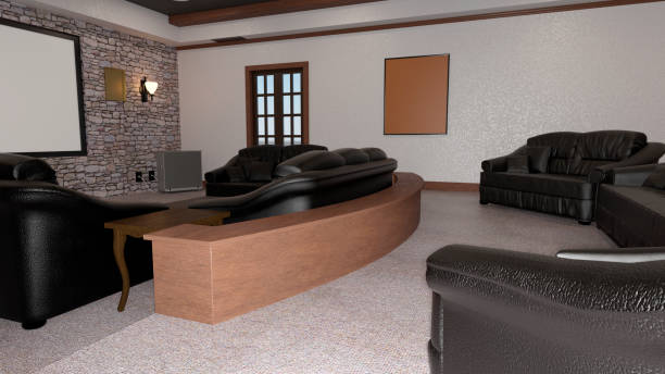 istock 3D illustration home theater interior 1208309575