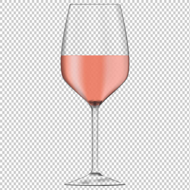 Glass of rose wine on transparent background Glass of rose wine on transparent background. Vector 3d illustration rosé stock illustrations