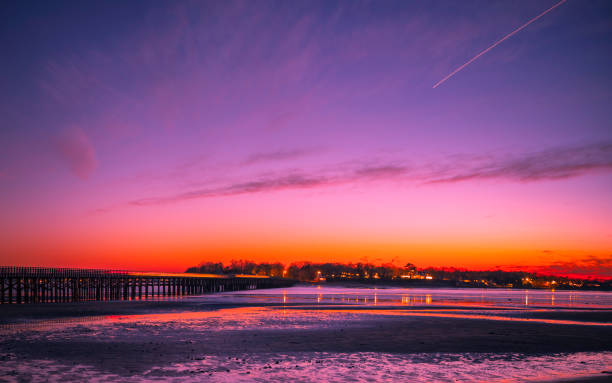 istock Powder Point Bridge over the Black River at Low Tide Nightscape 1208314262