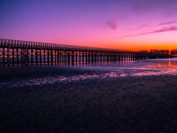 istock Powder Point Bridge over the Black River Bridge at Low Tide Nightscape 1208314545