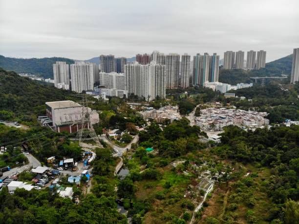 istock Drone shot in Hong Kong town 1208314689