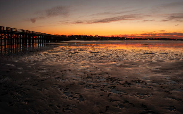 istock Powder Point Bridge and Black River Bridge Nightscape in Duxbury, Massachusetts 1208314700