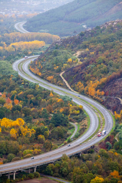 MONTERREI, SPAIN - NOVEMBER 11:  Highway A-52 in the valley of Monterrei and Verin. Autumn landscape seen November 11, 2018, Galicia,Spain.(Photo by Xurxo Lobato/Getty Images)