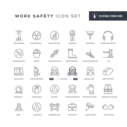29 Work Safety Icons - Editable Stroke - Easy to edit and customize - You can easily customize the stroke width