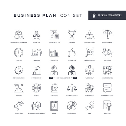 29 Business Plan Icons - Editable Stroke - Easy to edit and customize - You can easily customize the stroke width