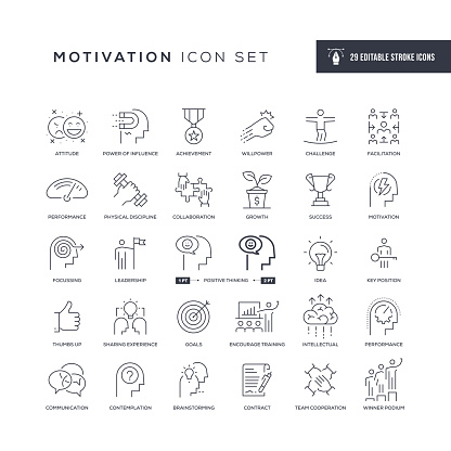 29 Motivation Icons - Editable Stroke - Easy to edit and customize - You can easily customize the stroke width