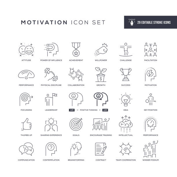 Motivation Editable Stroke Line Icons 29 Motivation Icons - Editable Stroke - Easy to edit and customize - You can easily customize the stroke width fearless stock illustrations