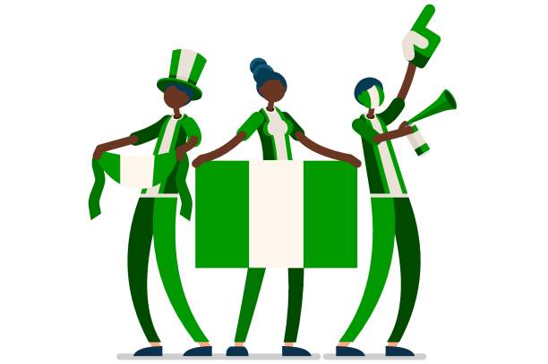 illustrazioni stock, clip art, cartoni animati e icone di tendenza di bandiera nigeriana nigeria popolo - nigerian culture men africa african culture