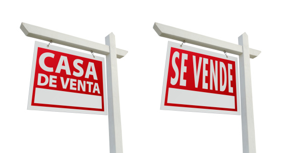 Two Spanish Real Estate Signs with Clipping Paths on White
