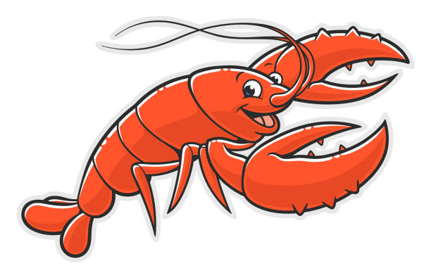 ilustrações, clipart, desenhos animados e ícones de lagosta alegre desenho animado - crayfish