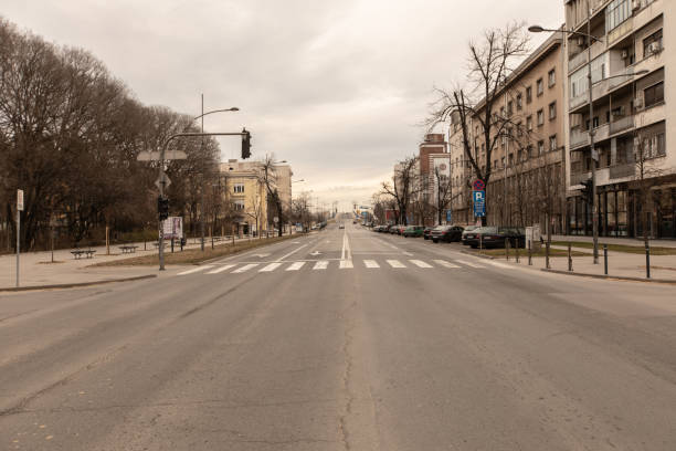 istock Empty city streets in Novi Sad, Serbia 1208337798