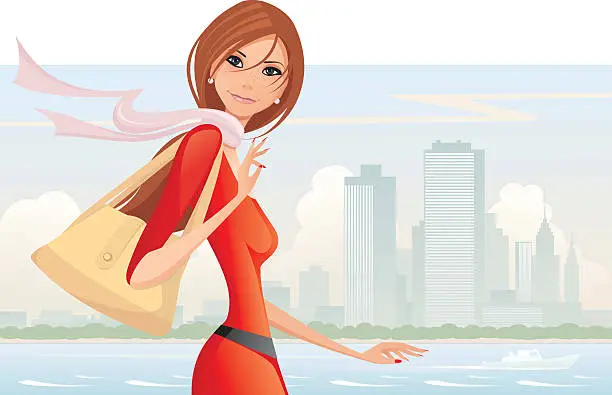 Vector illustration of woman with handbag