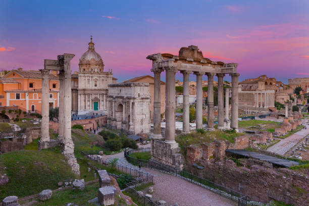 istock The Roman Forum at sunset, Rome 1208344264