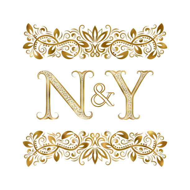 N And Y Vintage Initials Symbol The Letters Are Surrounded By