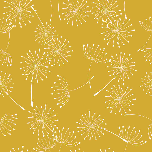 illustrations, cliparts, dessins animés et icônes de rétro style summer weeds modèle sans couture - dandelion flower yellow vector