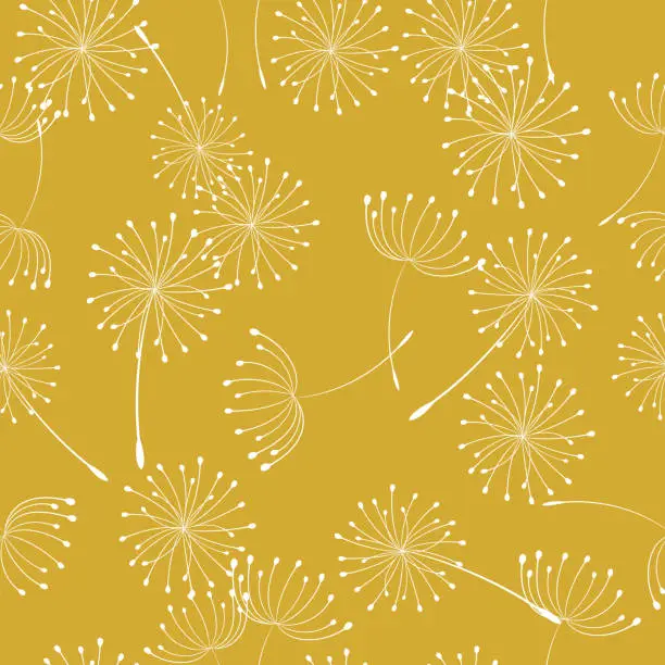 Vector illustration of Retro Style Summer Weeds Seamless Pattern