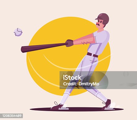 istock Baseball player is training. Character design. Cartoon flat illustration 1208354489