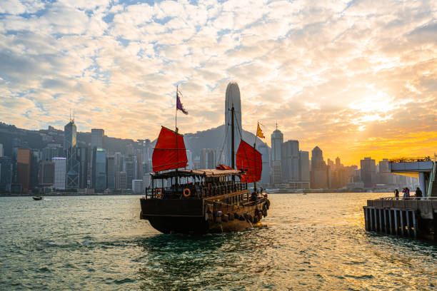 istock Traditional Junk Boat at the Victoria Harbour 1208356022