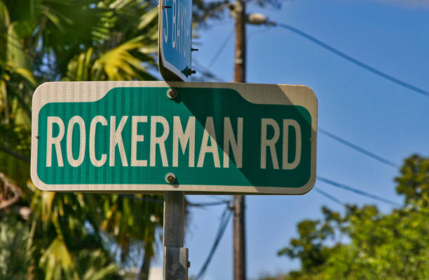 istock Rockerman road green sign in Miami Florida 1208356390