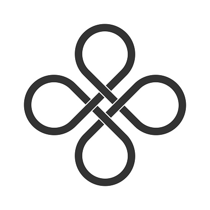 Old ornament strip. Eternity line. Interconnected circular shapes. Bowen cross symbol. Vector illustration, clip art.