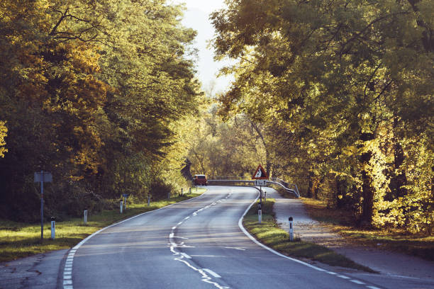 beautiful road in the sunlight. Wachau Valley\