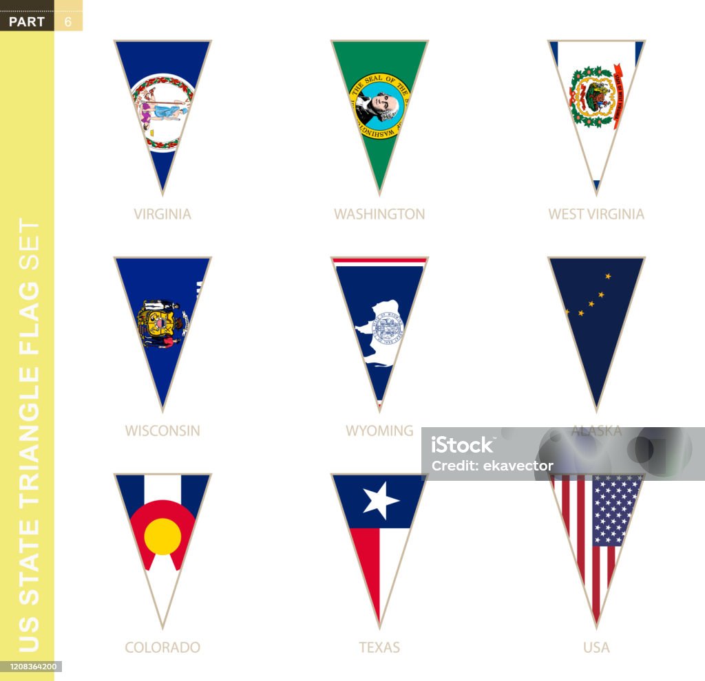 Triangular Us Flag Triangle Usa States Flag Set Stylized State Flags Stock Illustration ...