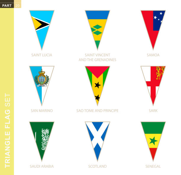 trójkąt flaga ustawiona, stylizowane flagi kraju. - england senegal stock illustrations