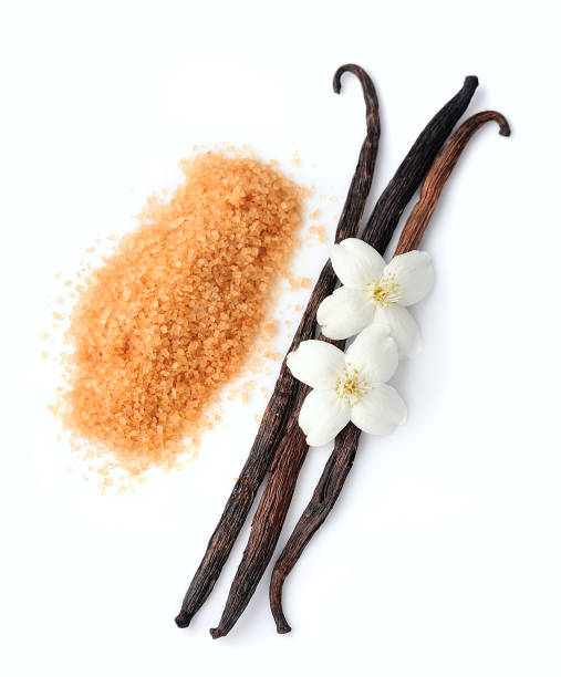 Vanilla Vanilla sticks and vanillla sugar isolated on white backgrounds. vajilla stock pictures, royalty-free photos & images