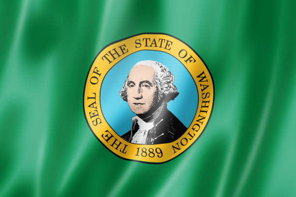 washington flag, usa - flag of washington stock-fotos und bilder