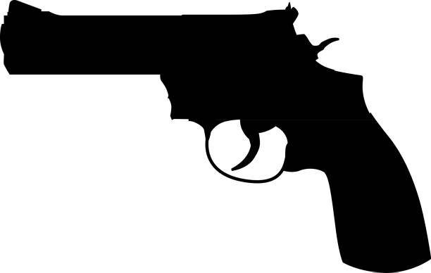 ilustrações, clipart, desenhos animados e ícones de arma - gun handgun silhouette outline