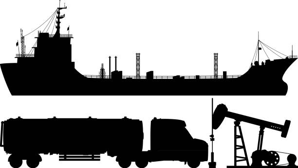 масло - oil industry oil field freight transportation oil rig stock illustrations