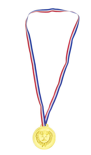 istock Gold medal with ribbon isolated 1208371030