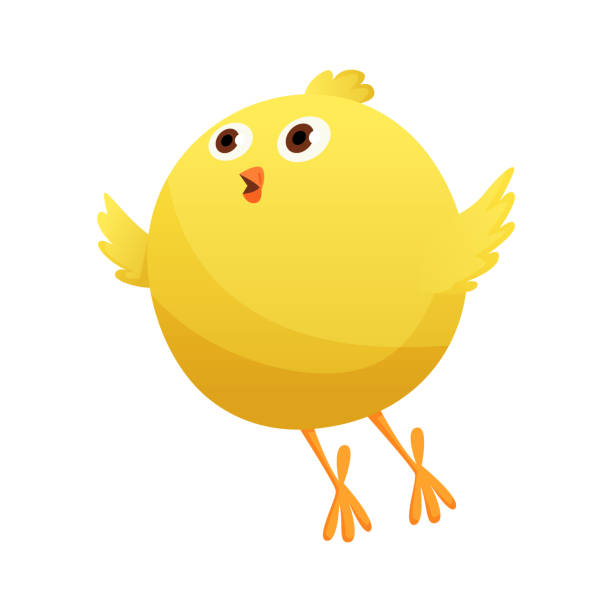istock Cute little cartoon chick try to fly isolated on a white background. Funny yellow chicken. Vector illustration of little chicken for children 1208371045
