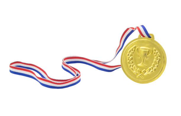 istock Gold medal with ribbon isolated 1208371064