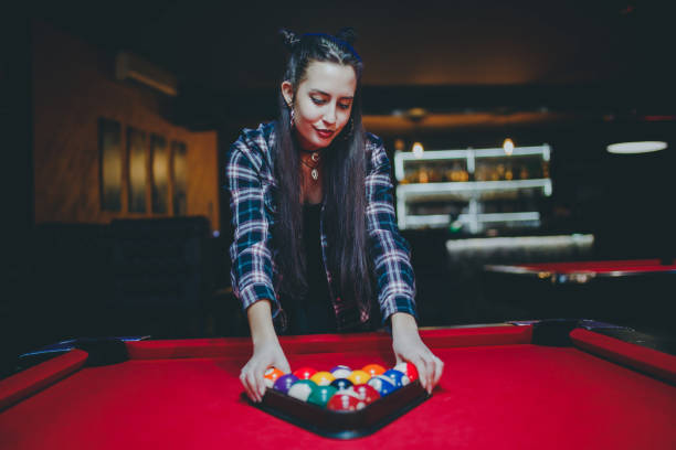 istock Woman preparing pool balls 1208371333