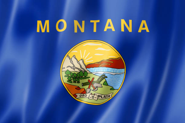 bandeira de montana, eua - montana flag us state flag banner - fotografias e filmes do acervo