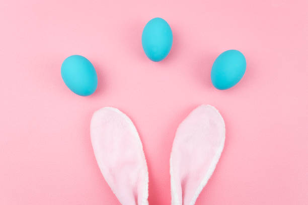 istock Easter day little Bunny rabbit ear With Decorated Eggs 1208372052