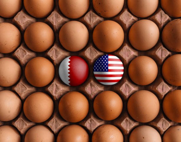istock USA America and Qatar Qatari lag flags on eggs with mask 1208372890