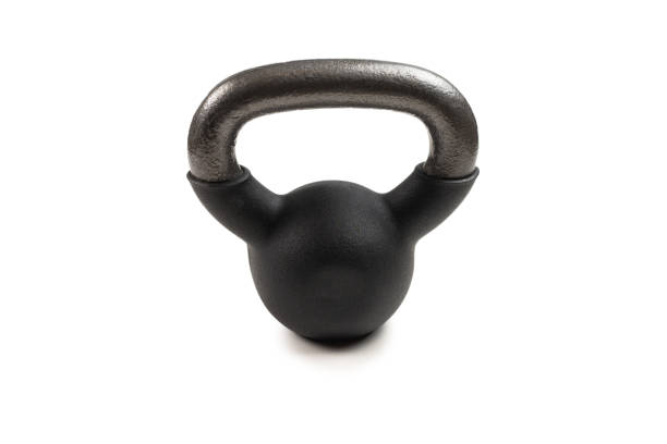 istock Black weight isolated on white. 4 kg weight. 1208376559
