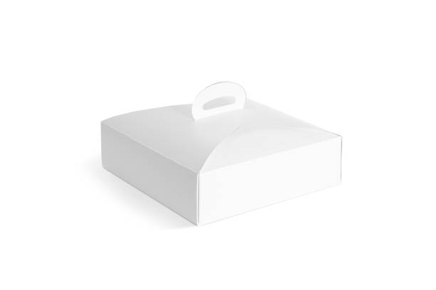 istock Blank white cardboard cake box mock up, side view 1208380064