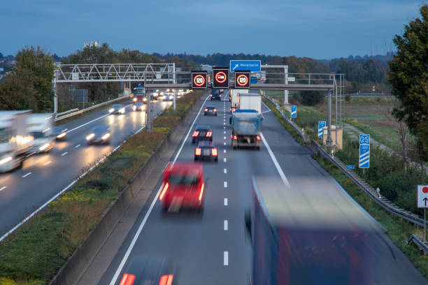 istock german autobahn A61 at dawn, rush hour, speed limit 120 1208380077