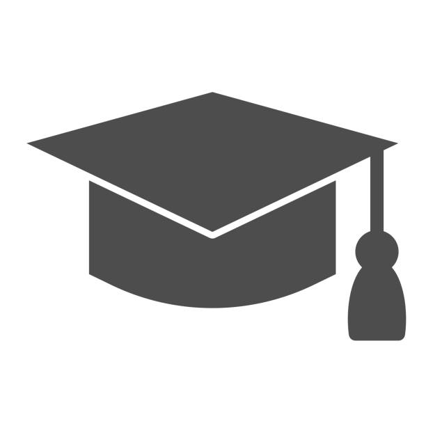 ilustraciones, imágenes clip art, dibujos animados e iconos de stock de icono sólido del sombrero del estudiante. graduación taza cuadrada negra. concepto de diseño de vector educativo, pictograma estilo glifo sobre fondo blanco, uso para web y aplicación. - graduation university degree learning