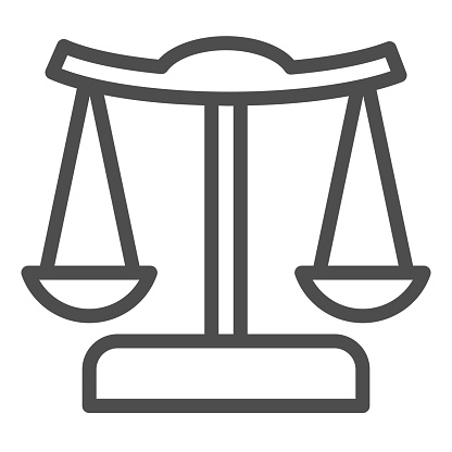 istock Scales line icon. Judgment balance, justice scale. Jurisprudence vector design concept, outline style pictogram on white background, use for web and app. Eps 10. 1208383329