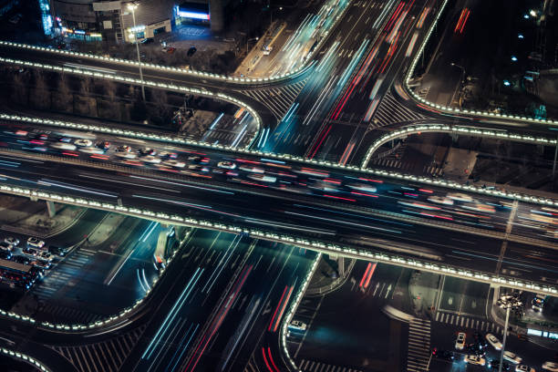 istock Aerial View of Beijing Traffic and Road Intersection at Rush Hour 1208385357