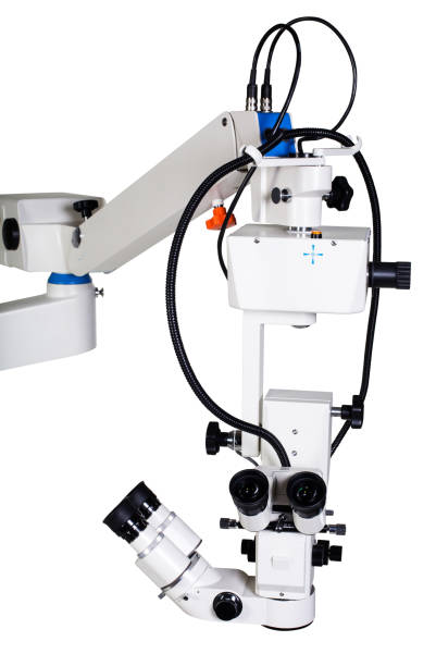 istock Modern medical equipment - portable operation surgical microscope isolated 1208385425